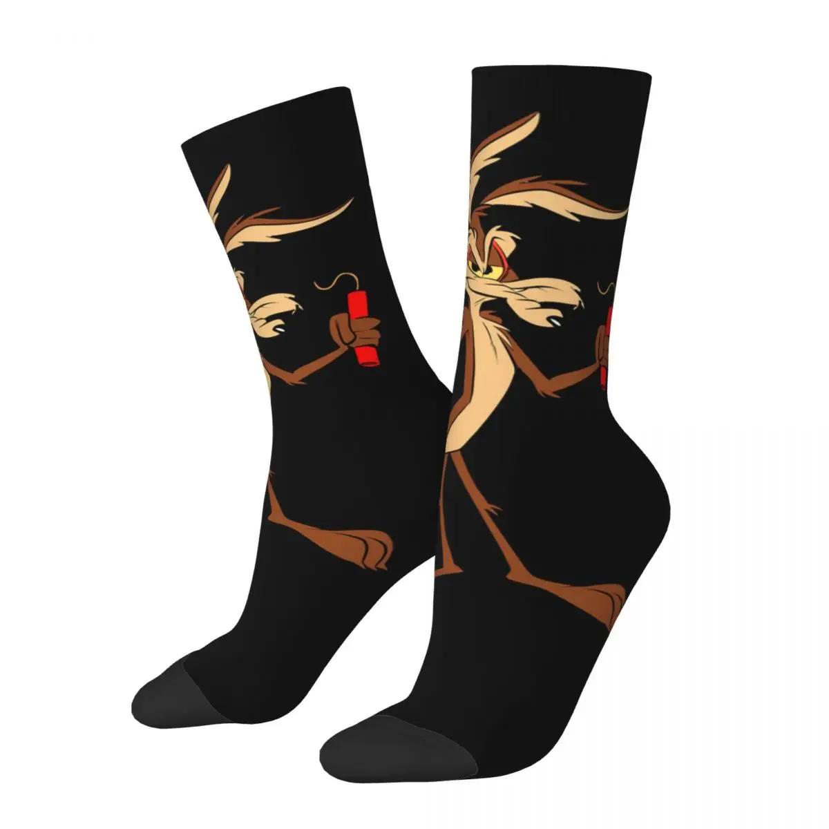 Funny Wile E Coyote Socks Mens Womens Polyester Fashion Cartoon Socks High Quality Spring Summer Autumn Winter Socks